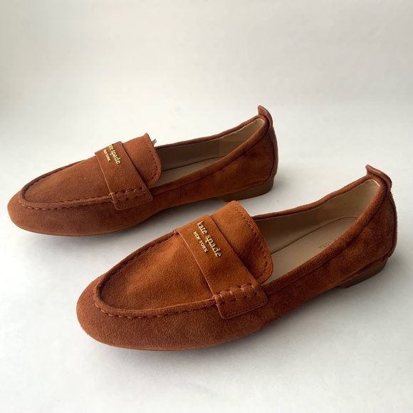 Kate Spade Eliza Sandlewood Suede Loafer Brown Tan Leather Almond Toe Flat Shoes - Picture 13 of 14